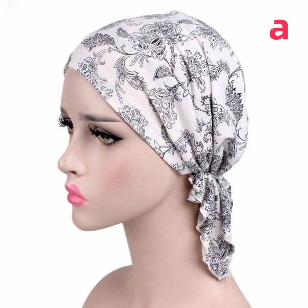 

Шляпа для химиотерапии, тюрбан, платок, предварительно завязанный цветочный принт, головной убор, шапка, новая a