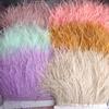 8-10Cm Ostrich Trim Khaki Feather Ribbon Fringe For Sewing High Quality Plumas Crafts Costumes Party Decoration