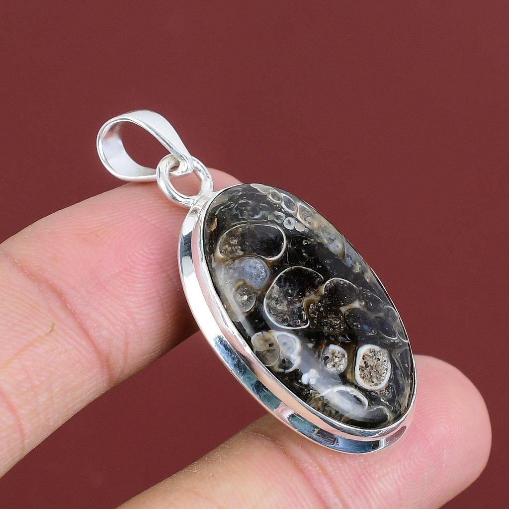 Turritella Agate Pendant Handmade Jewelry Gemstone Pendant 925 Sterling Silver Pendant Turritella Agate Jewelry Gifts For Him Dainty Pendant