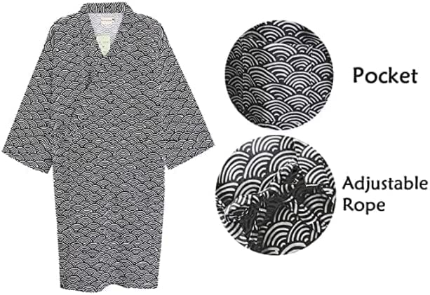 Yukata One Room Makeup Japanese Front Easy To Put On and Take After Married Black Bathrobe, Jinbei, Style, Piece, Wear, Loungewear, Wear, Nightwear,