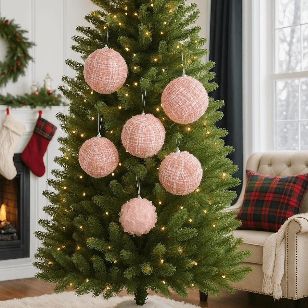 Pink Fluffy Christmas Ball Foam Christmas Balls Ornaments Christmas Tree Pendant  Holiday Ornament