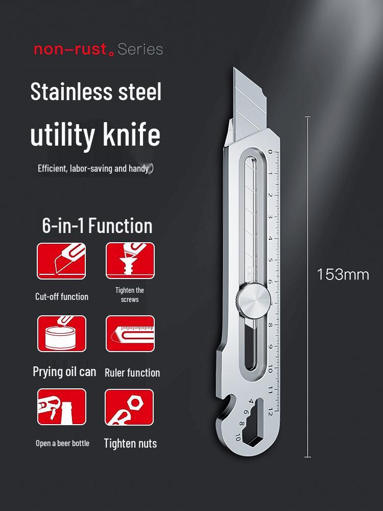 18mm Heavy Duty Stainless Steel Utility Knife with Knife Holder