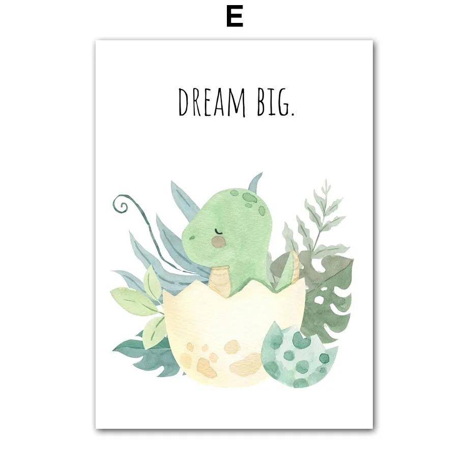 Cartoon Dinosaur Numbers Alphabet Jurassic Dino Nursery Posters Print Canvas Painting Wall Art Picture Baby Kids Room Home Decor