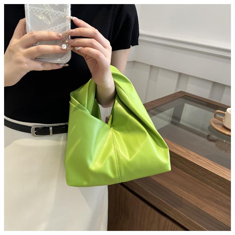 Minimalist Faux Leather Crescent Bag for Women Fashionable Handheld Shoulder Purse Trendy Daily Clutch CLE