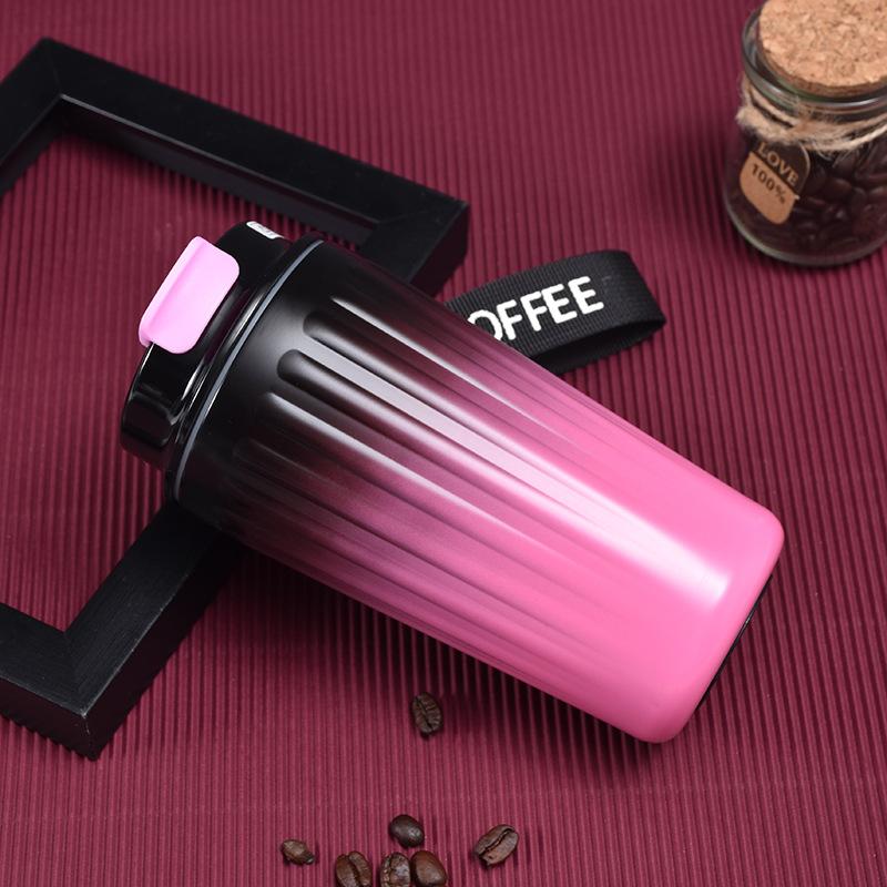 New Stylish Gradient Steel Thermos Cup American Outdoor Will Carry Rope Handy Cup Coffee Cup Durable Durable Useful