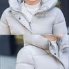 Damen Herbst und Winter Übergröße Verdickter und gepolsterter Mittellanger Kapuzenmantel Schmaler Reißverschlussabschnitt Warmer Mantel