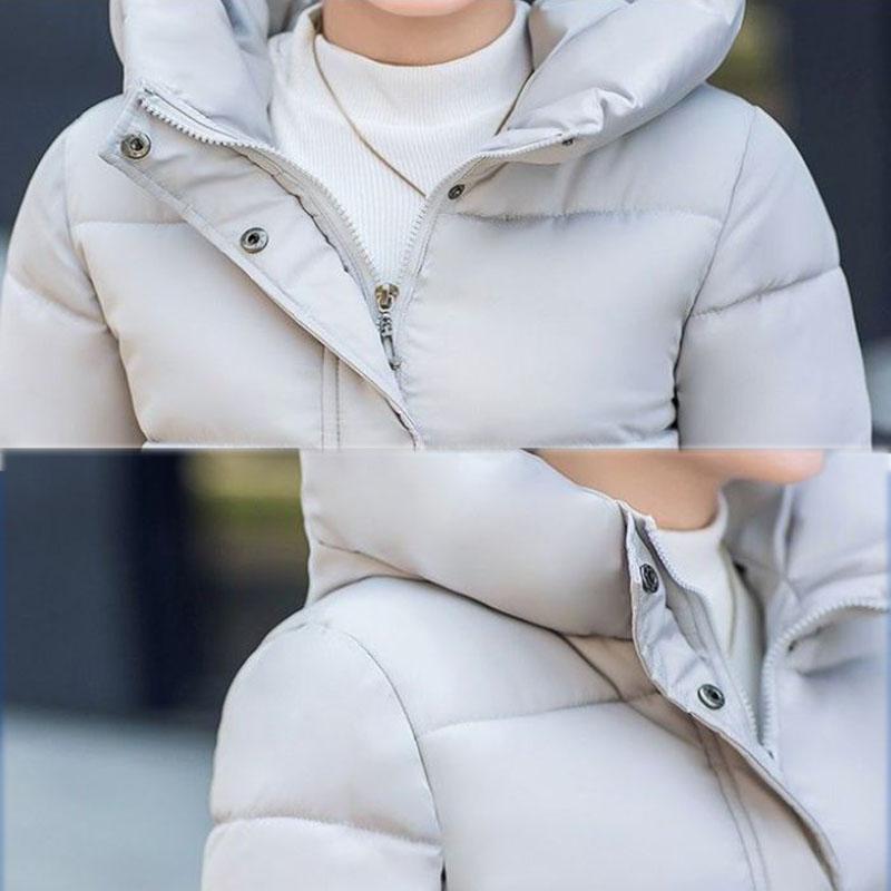 Damen Herbst und Winter Übergröße Verdickter und gepolsterter Mittellanger Kapuzenmantel Schmaler Reißverschlussabschnitt Warmer Mantel