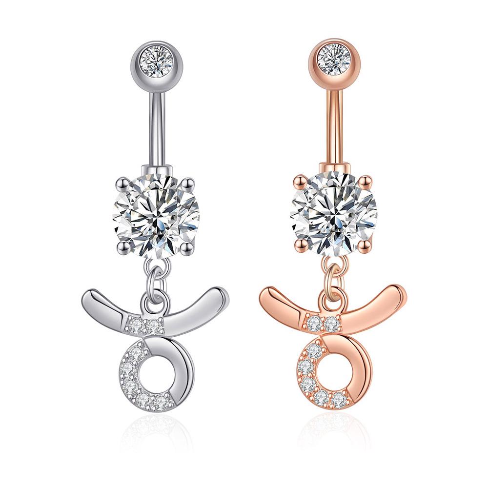 Zircon Belly Button Ring - Twelve Constellations Design