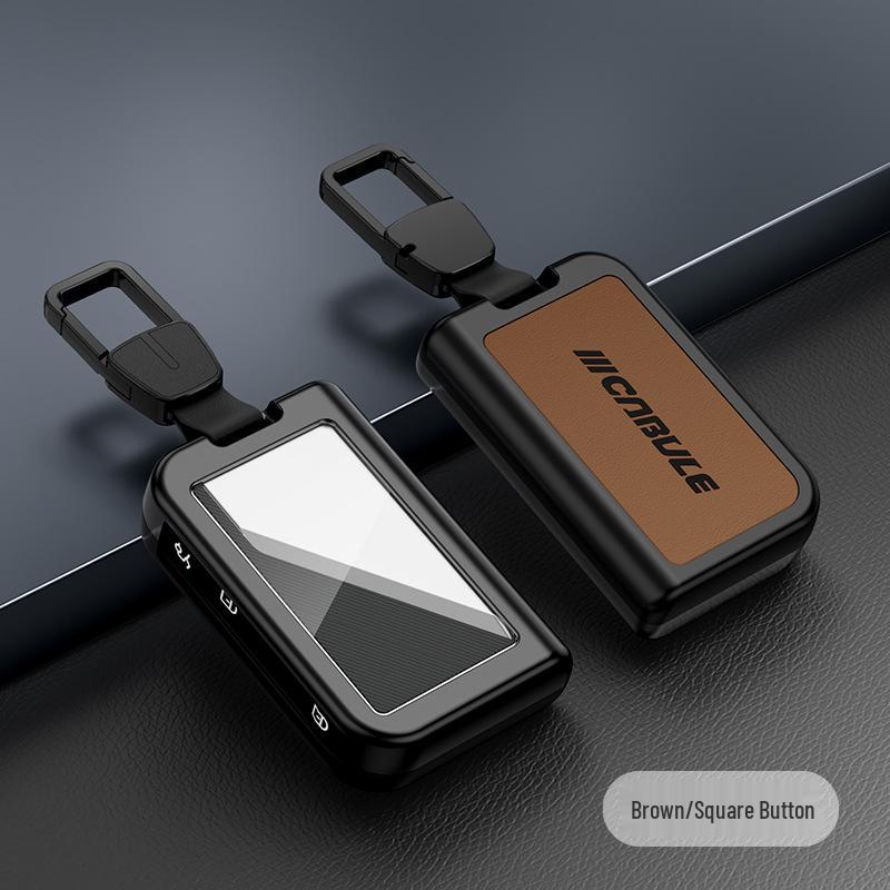 Compatible with Lynk & Co 03: Alloy Key Case, Metal or Leather Key Shell with Buckle and Rope.