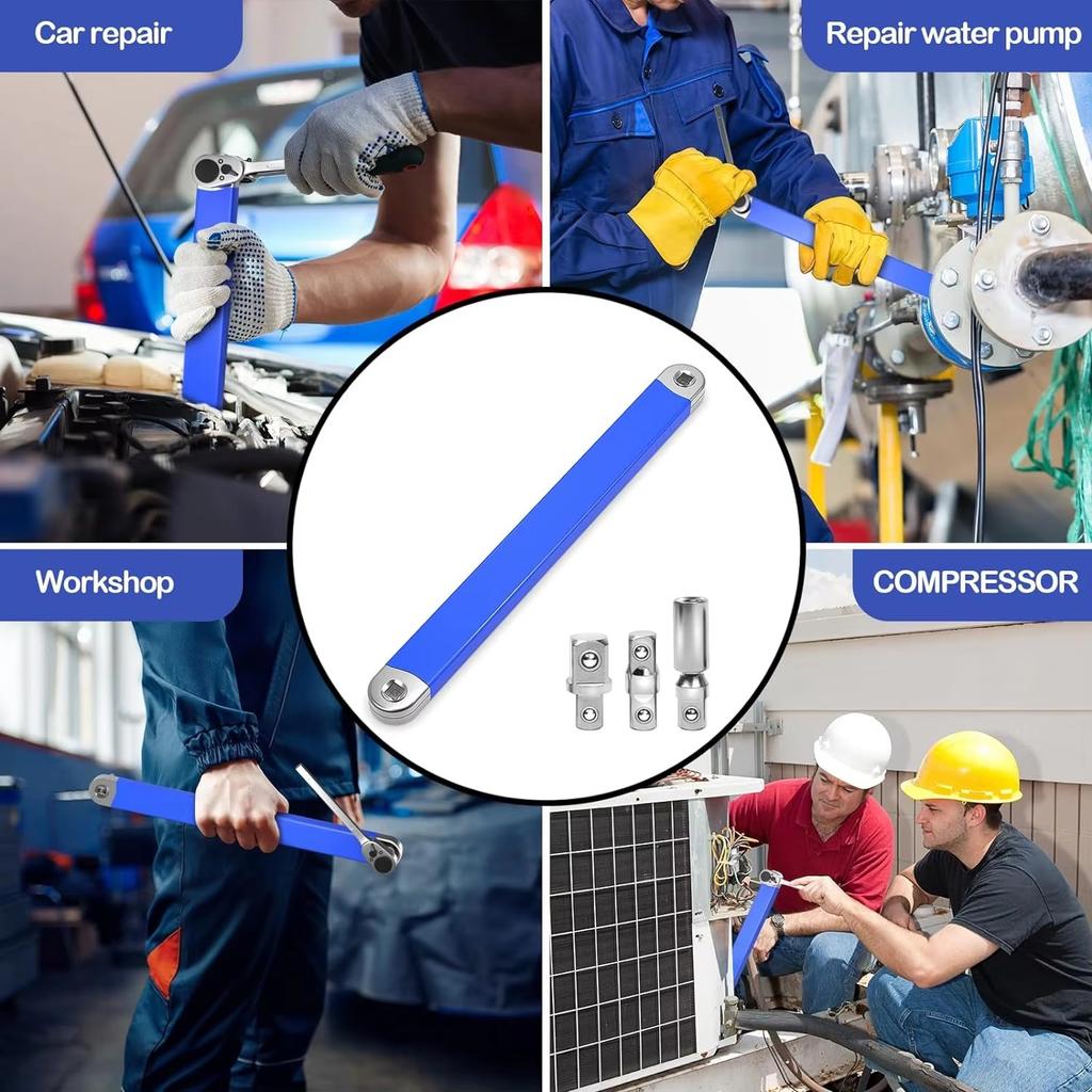 Compact Offset Extension Wrench 4 Adapter for Automotive Hand Tool