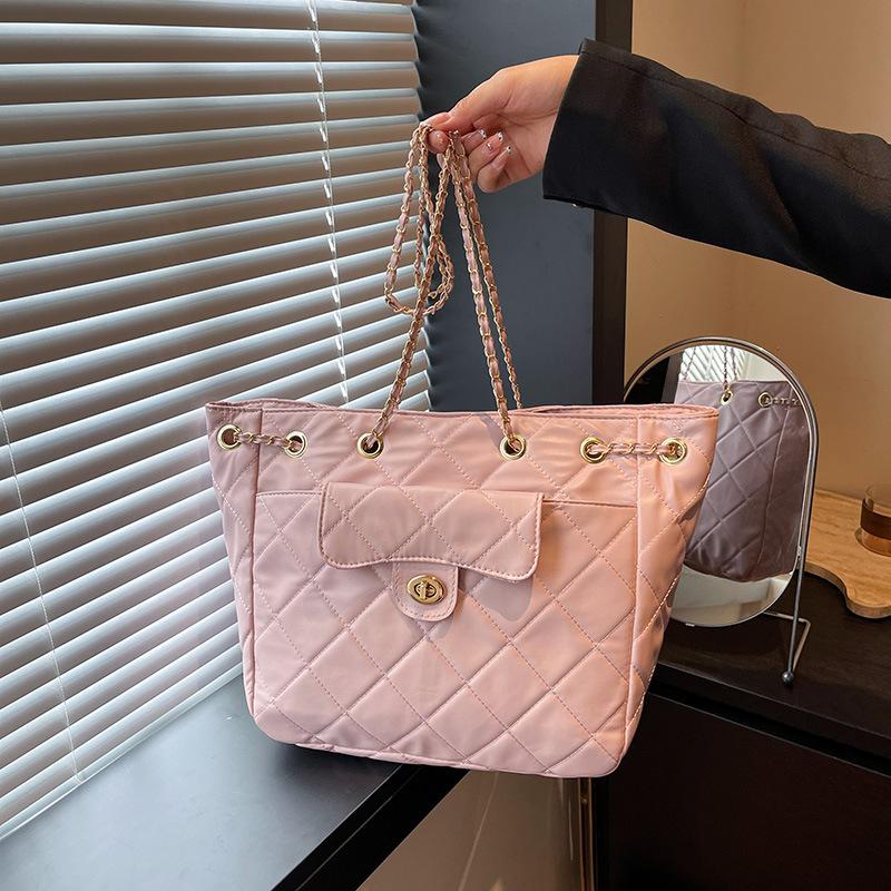 Summer New Women's Diamond One-shoulder Messenger Bag Chain Large-capacity Removable Commuter Tote Bag