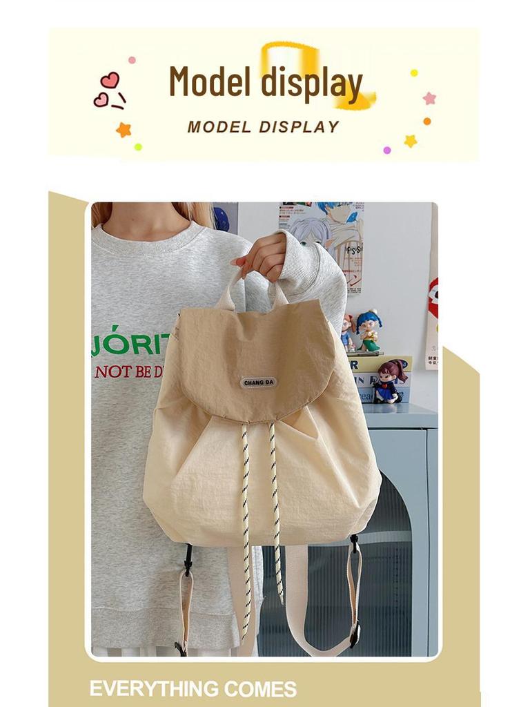High-End Rucksack für Damen im koreanischen Stil, niedlich, leicht mit Kordelzug, für Pendler und Ausflüge