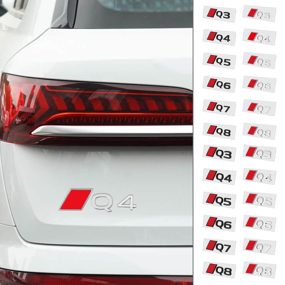 Aluminum ABS Car Styling Rear Trunk Badge Emblem Sticker Auto Accessories For Audi Q3 Q4 Q5 Q6 Q7 Q8 Sline TT RS S Quattro S3 S5