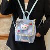 Children's Cute Cartoon Cat Red Grid Backpack Little Girl Lace Decorative Schoolbag New School Backpack
