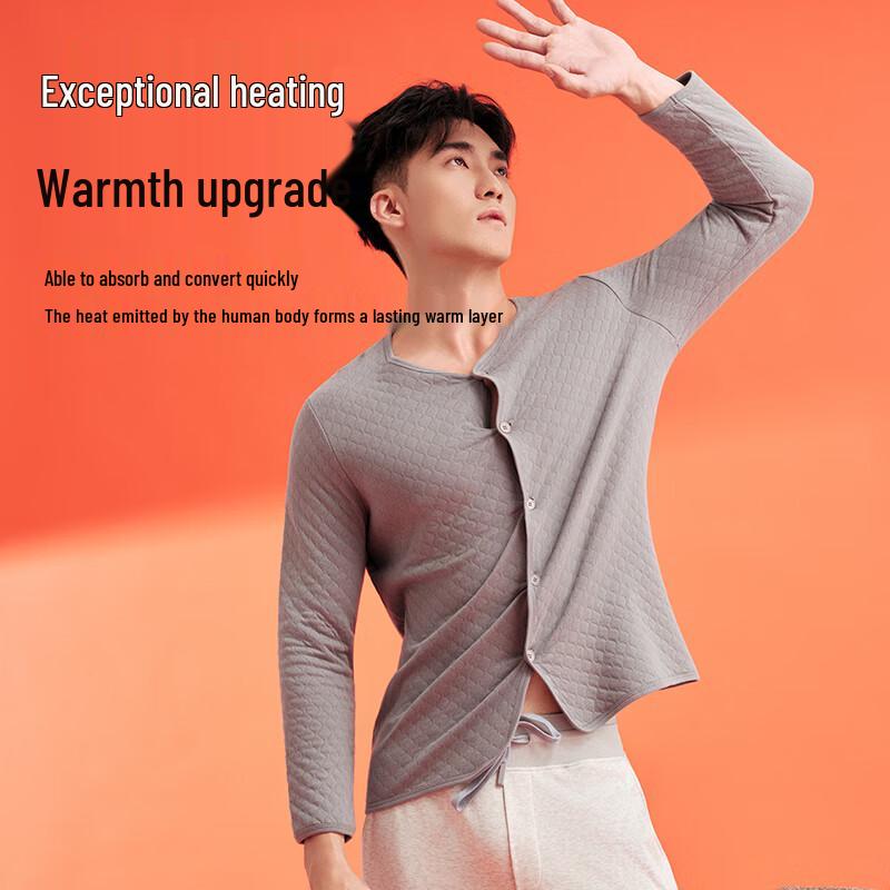 Yiershuang Men's 100% Cotton Moxibustion Heating Thermal Top