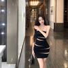 Pure Desire Wind Backless Sleeveless Tube Top Dress Women's Summer Contrasting Color Slim Skirt Design Waist New Short Skirt