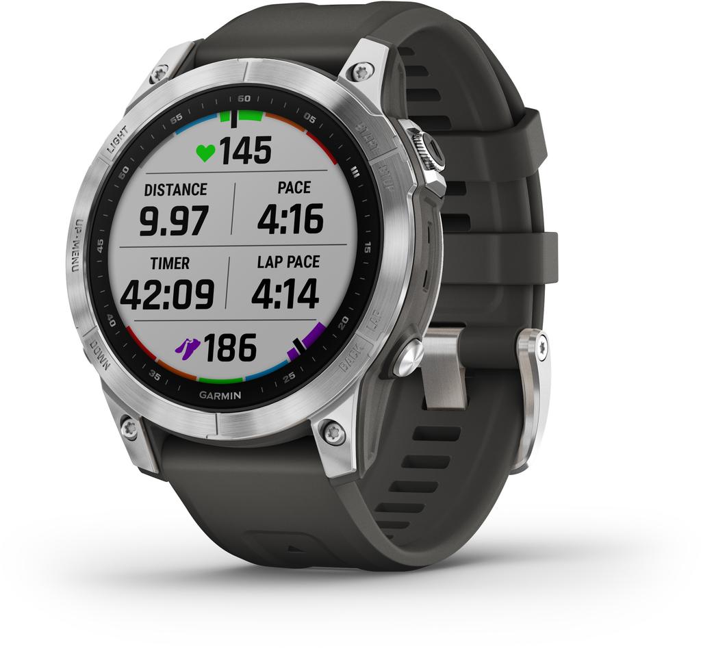 Garmin Fenix 7, Silver w/Graphite Band "010-02540-01" (timbru Verde 0.18 Lei)