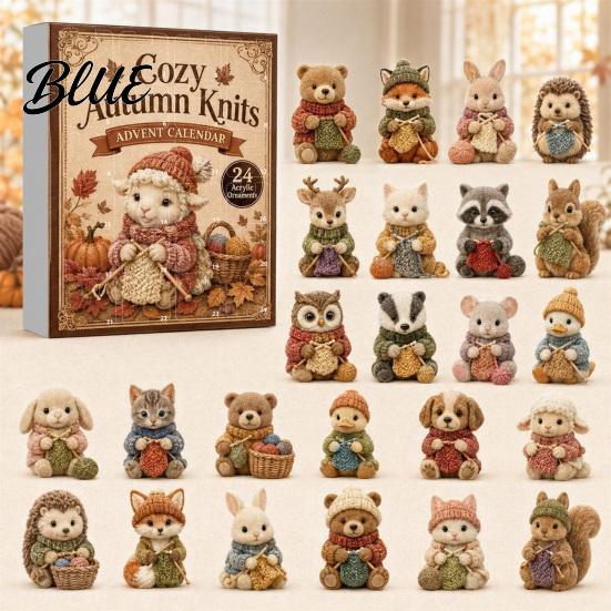 Miniature Animal Collection Knitting Advent Calendar 24 Acrylic Ornaments Cozy Autumn Knits Daily Surprise Calendar Cute Ornaments for Christmas
