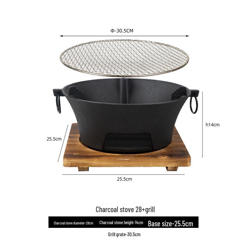 Cast Iron Charcoal Stove & Grill: Outdoor Tea Warmer, Camping BBQ, Hot Pot Fireplace