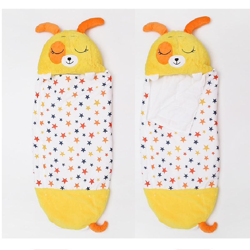 Cartoon Owl Shark Unicorn Panda Pattern Foldable Flannel Children Bag Sleeping