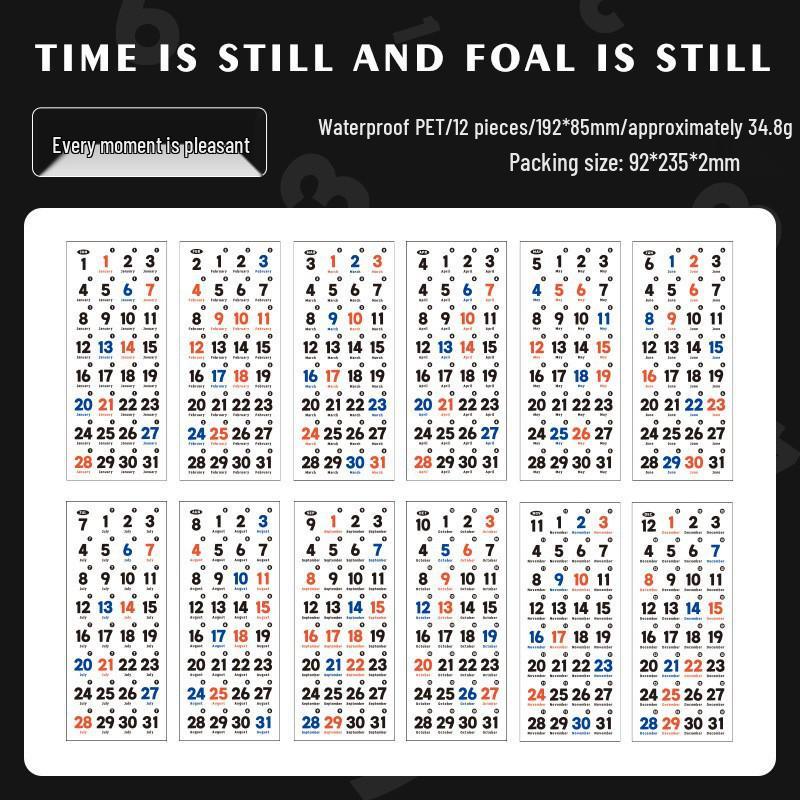 365-Day Decorative Date Stickers Set for Planners - Pack of 12