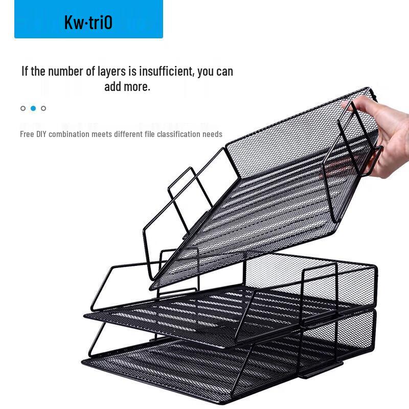 KW-triO 3-Tier Stackable Metal Mesh File Organizer