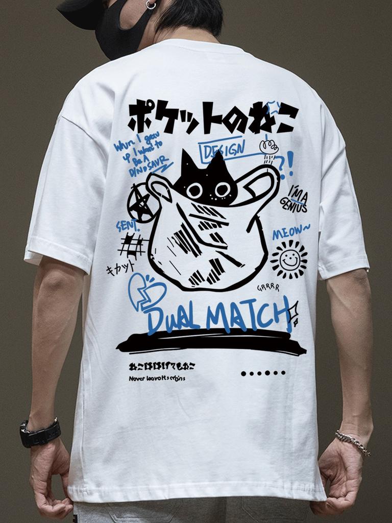 Mens 100 Cotton Tshirt Summer Loose Waterwashed Retro Shortsleeved Street Retro Style Trend Suitable Daily Wear Soft Fashion