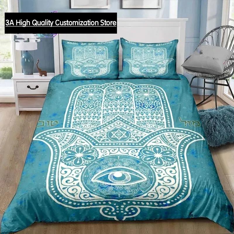 Hamsa Hand Bohemia Bedding Set Single Twin Full Queen King Size Bed Set Adult Boys Bedroom Fatima Hand Bed Linen Lucky Hand