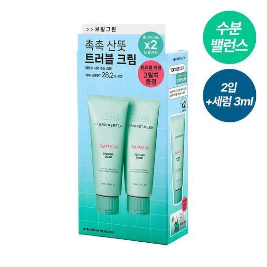 [BRING GREEN] Tea Tree Cica Soothing Cream Plus 100ml + 100ml Duo Set
