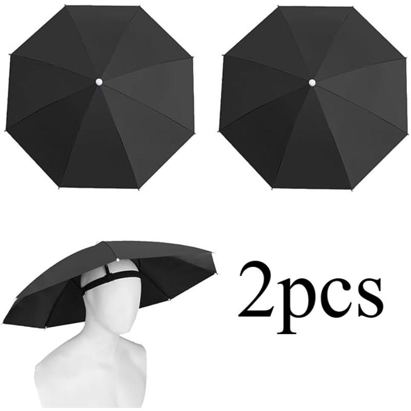 2pcs Adjustable Head-Mounted Umbrella Hat, Suitable for Fishing, Camping, And Gardening. Windproof ABS Material with Elastic