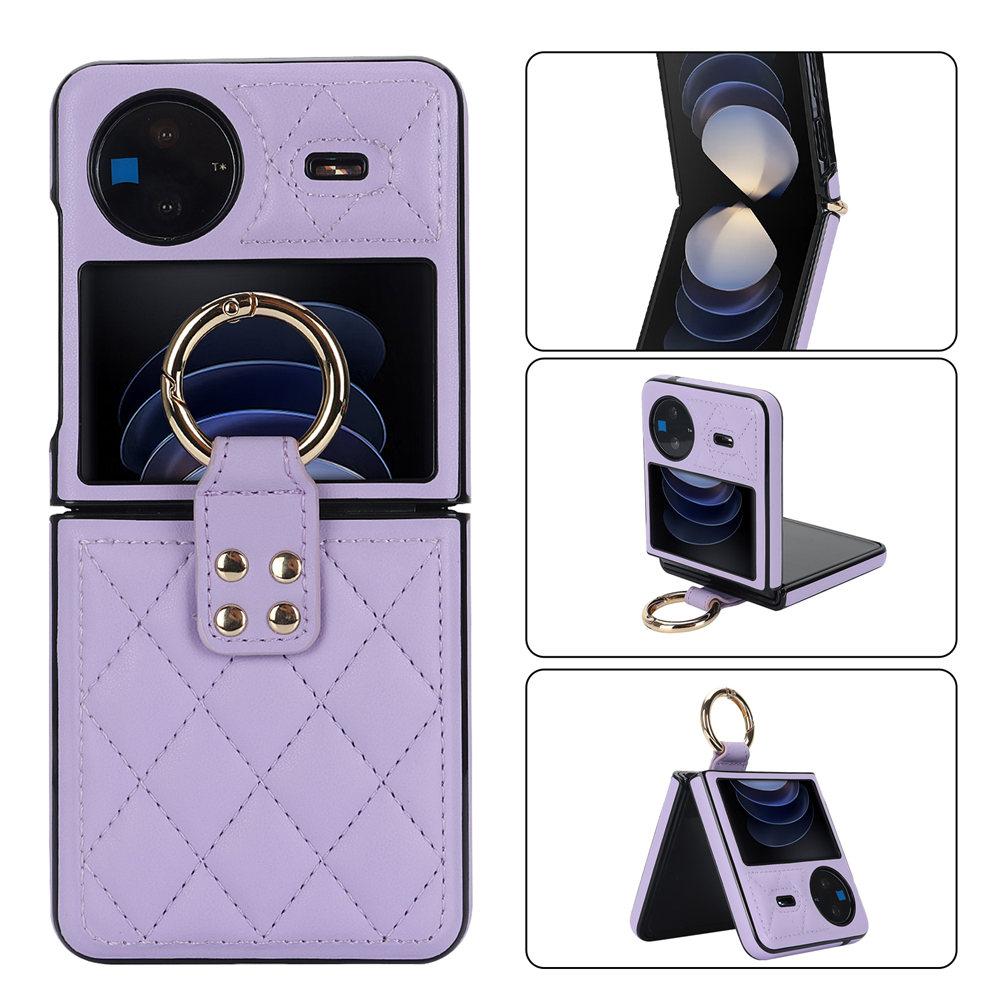 For Vivo X Flip Fashion Ultra-Thin Cover Leopard Print Leather Case For VIVO X Flip Ring Holder Rhombic Back Coque
