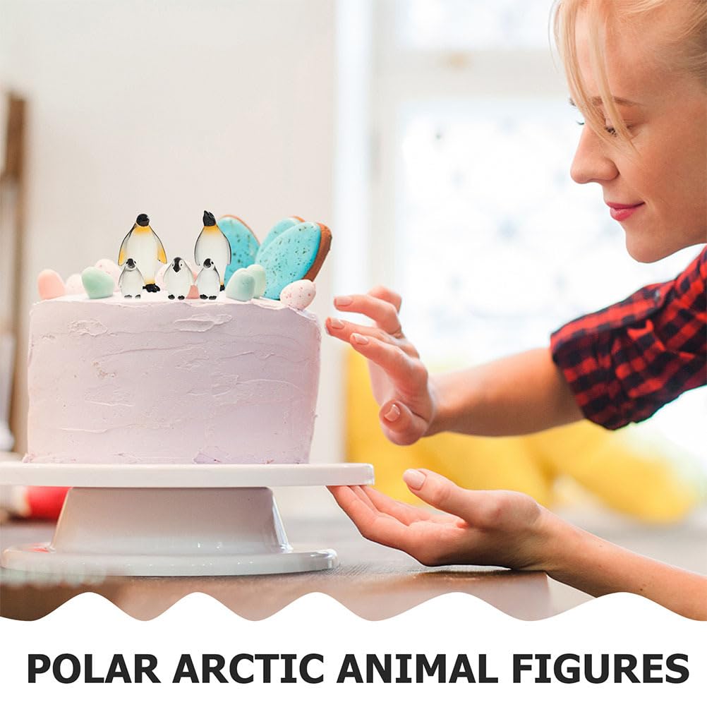 SEWACC 10-Piece Set Penguin Miniature Figurines, Resin Material, Micro Landscape Decoration, Educational Children's Animal Toy, 2.36 x 1.57 x 0.79