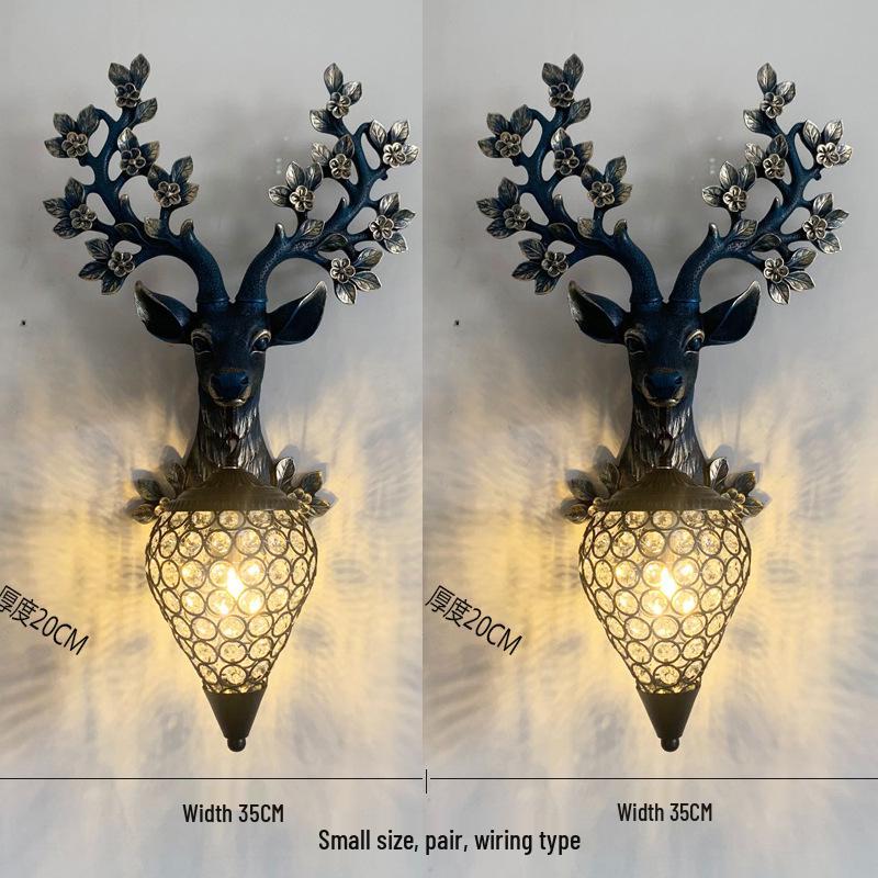 Sika Deer Wealth-Attracting Retro Wall Lamp for Living Room, Bedroom, Hallway, or Staircase