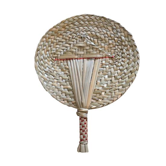 Handmade Weaving Fan Natural Bamboo Raffia Hand Fan Chinese Style Woven Palm Leaf Handheld Fan Summer Cooling Fan Wedding Party Decoration