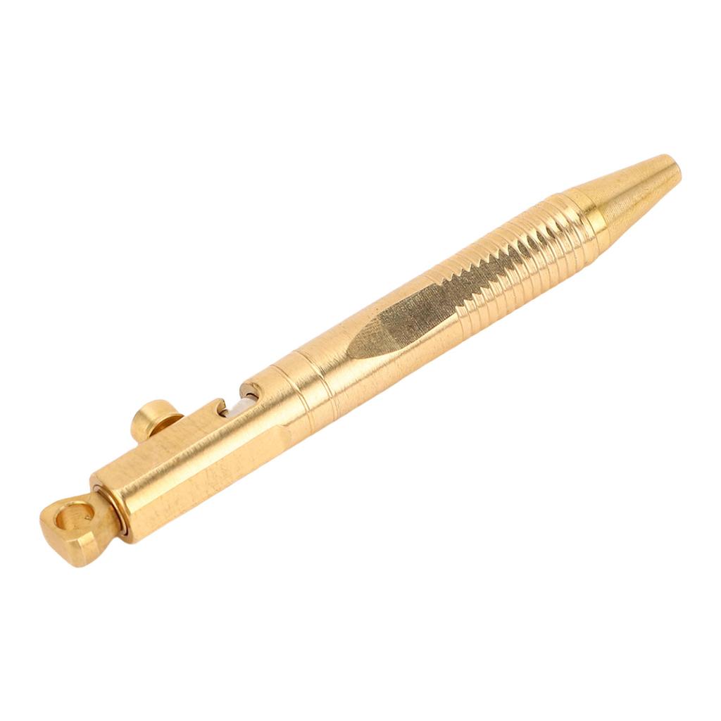 Quick Release Ballpoint Pen Brass Compact Pen with Detachable Keychain On Top for Working Traveling Writing