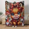 1pc Romantic Highland Cow Heart Print Blanket Perfect for Home Decor, Couch Cover, Outdoor Use .W046