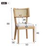 4 Dining Chairs Made of Solid Wood with Rattan Backrests, Comfortable and Breathable, Suitable for Dining Room, Cafés, Modern Style, Linen, Wood Color