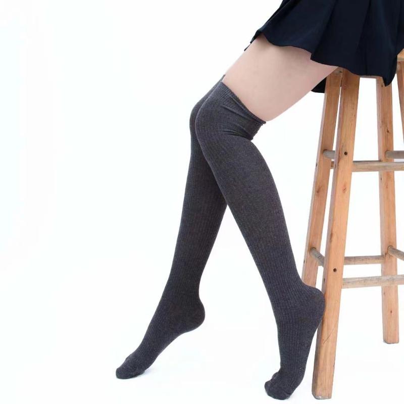 1 Pair Hosiery Girl Long Stockings Women Autumn Winter Sexy Thigh High Over Knee Socks Ladies Tights Black Gray