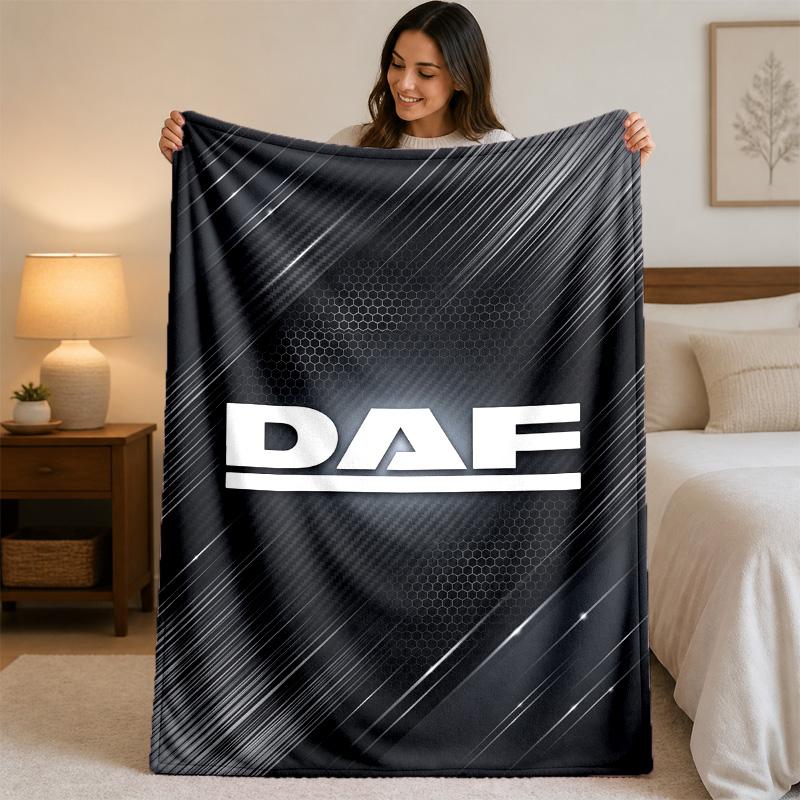 DAF Print Flannel Blanket Cozy Lightweight Plush Throw Blanket For Bed Sofa Household Use