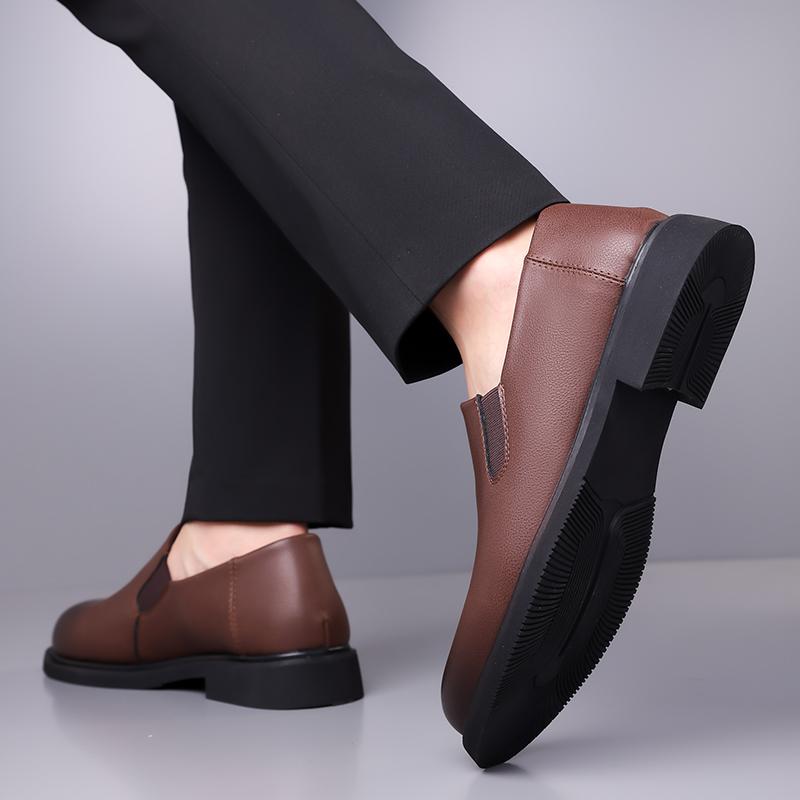 Business Party Formal Platform Shoes  Solid Color Thick Soled Fashion Casual Dress Shoes Male High Quality Leather Loafers Shoes