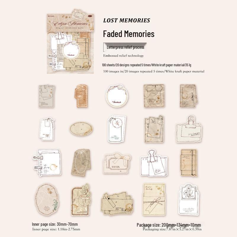 Evening Wind Chronicle - Retro Journal DIY Collage Pack: Letterpress Embossed, 6 Styles