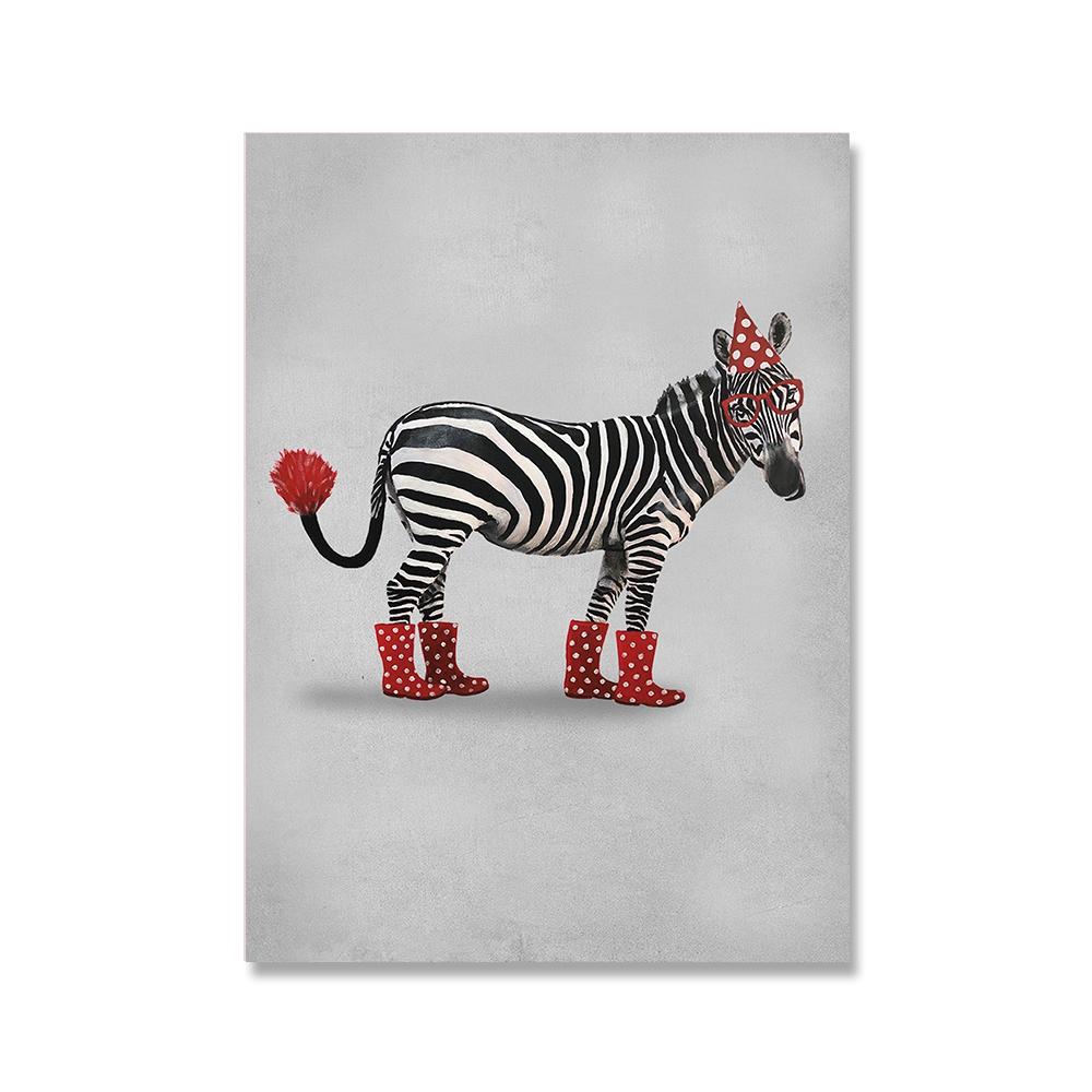 Animals Canvas Painting Elephant Cat Rabbit Zebra Illustration Print Wall Art Home Decor Wall Hanging Funny Poster And Prints No Frame