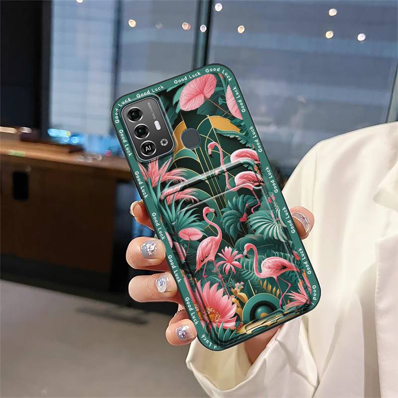 Cute Back Cover Phone Case For ZTE Blade A53 Pro Card Bag Shockproof Silicone Cover Graffiti Fashion Design Anti-dust