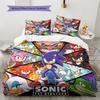 Sonic Hedgehog Pattern Bedding Quilt Set Quilt Cover Pillowcase Home Birthday Gift(1 * Duvet Cover + 2 * Pillowcase, Without Core)