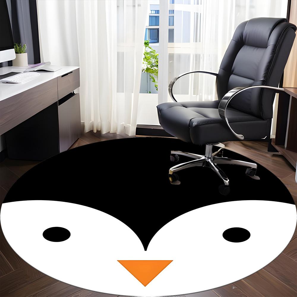 1pc Penguin Chick Office Round Area Rug, Indoor Mat Suitable For Office, Under Office Chairs Bedroom Living Room Home Decor, Room Deco161