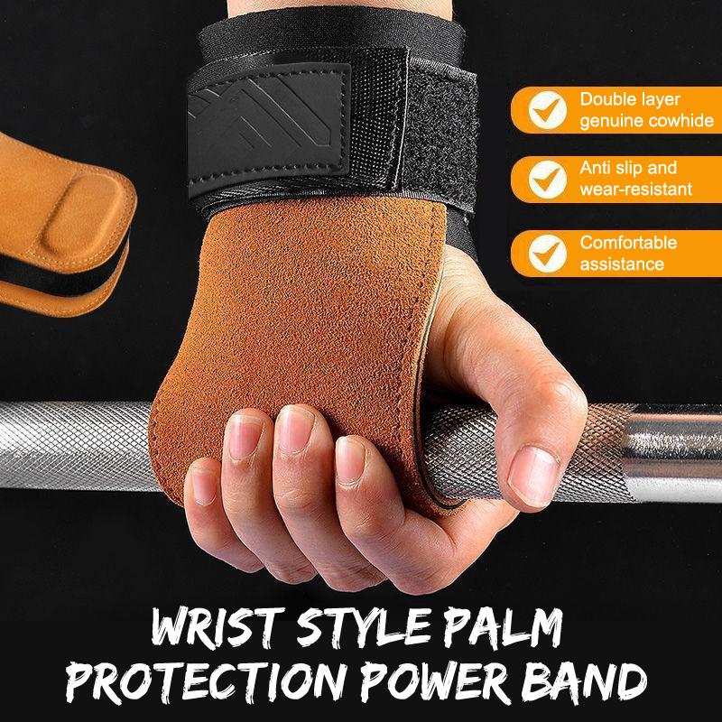 Nötskinn Handskydd Slitstark Halkfri Handledsskyddsutrustning Fitness Tyngdlyftning Boosterbälte Marklyft Chins