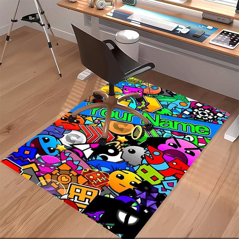 Tappeto Personalizzato Geometry Dash Area Tappeto - Morbido, Lavabile Antiscivolo Tappetino da Interno, Tappeto Decorativo per Soggiorno, Casa e Ufficio