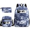 3 Piece School Backpack Set for Students Large Capacity Oxford Cloth Schoolbag with Shoulder Strap and Pencil Case