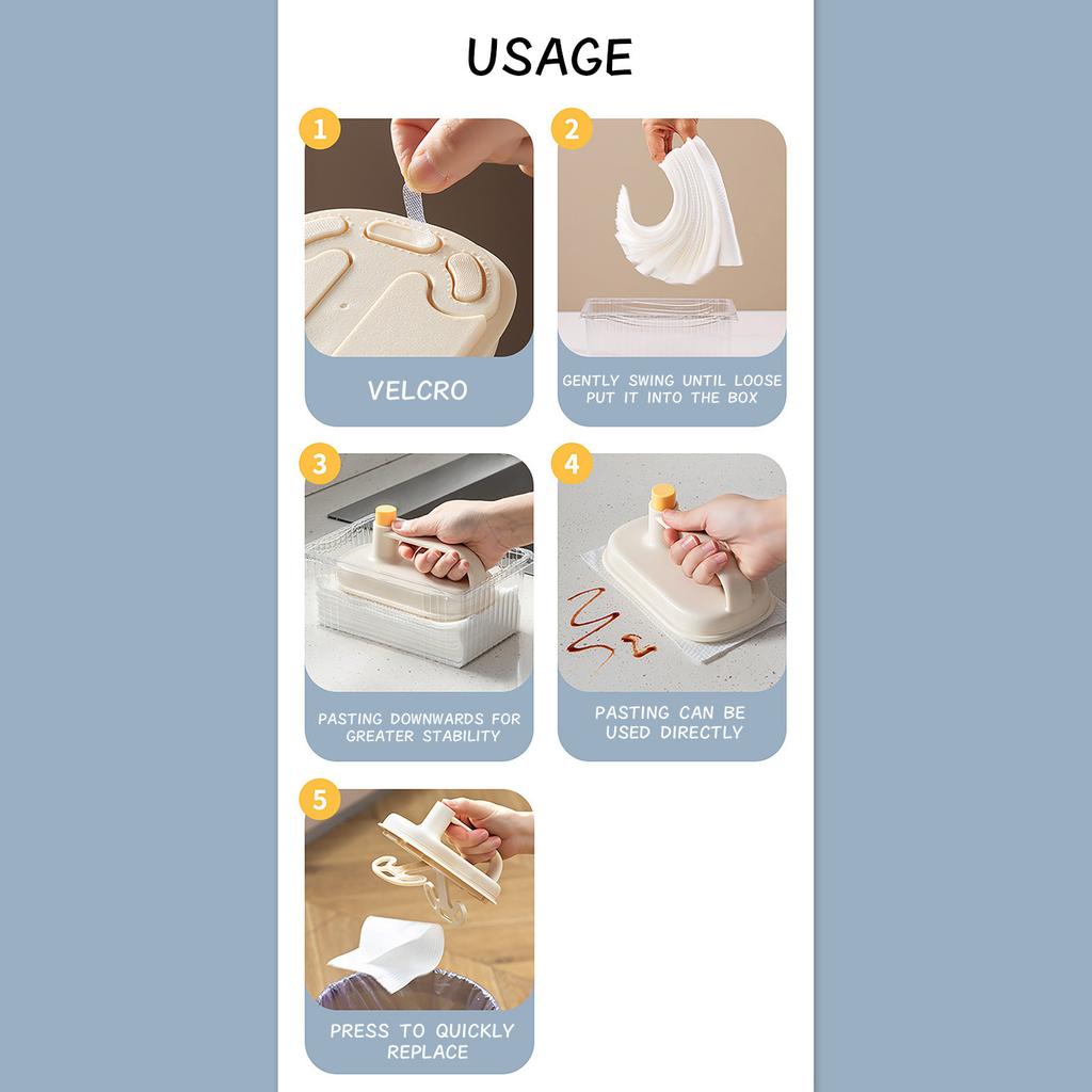 Kitchen Cleaning Brush, Bathroom Toilet Cleaning Brush With Handle, Kitchen Cleaning Gadgets With 50pcs Replaceable Wipes