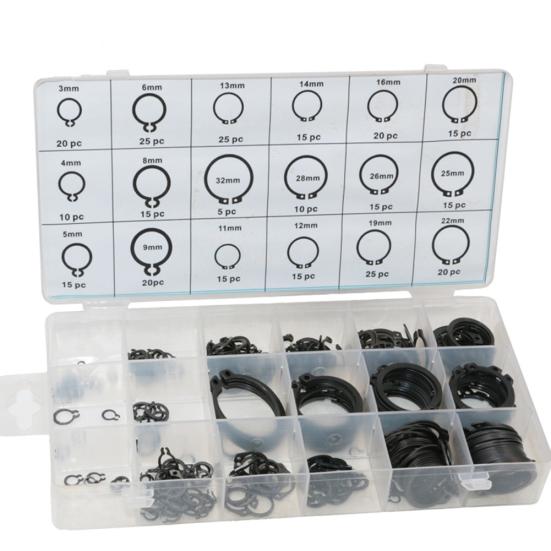 300Pcs 18Sizes C-Clips Snap Ring Circlip Retaining Ring Set Assortment with Case